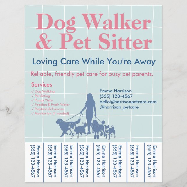 Dog Walker Flyer | Custom Pet Sitter Flyer (Front)