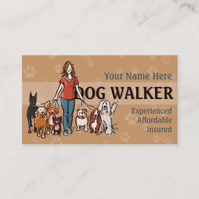 Dog Walker Fully customisable business card (Front)