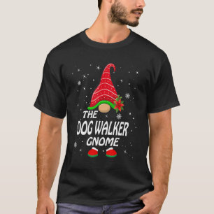 Dog Walker Gnome Buffalo Plaid Matching Family Chr T-Shirt