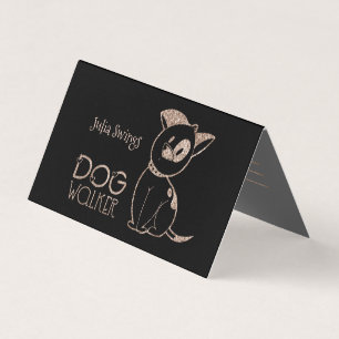 Dog Walker Gold Glitter Business Card