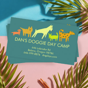 Dog Walker Groomer Boarding Colourful Funny Puppy  Business Card