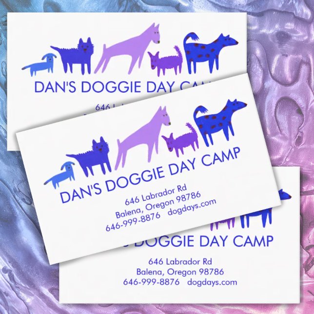 Dog Walker Groomer Boarding Colourful Funny Puppy  Business Card (Creator Uploaded)