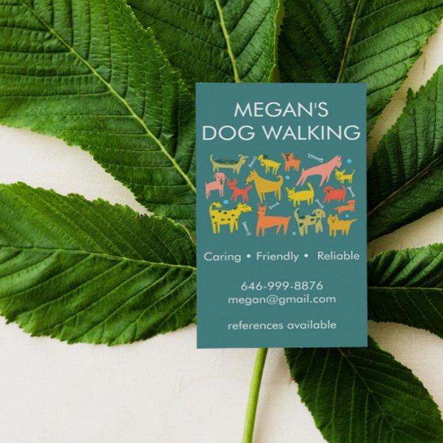 Dog Walker Groomer Colourful Funny Dogs Puppy Vets Business Card (Creator Uploaded)