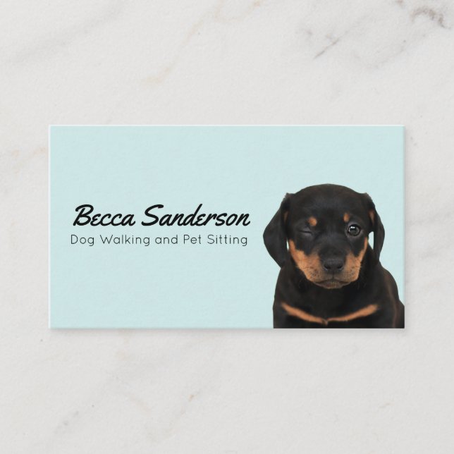 Dog Walker, Groomer, Pet Sitter, Vet Winking Dog Business Card (Front)