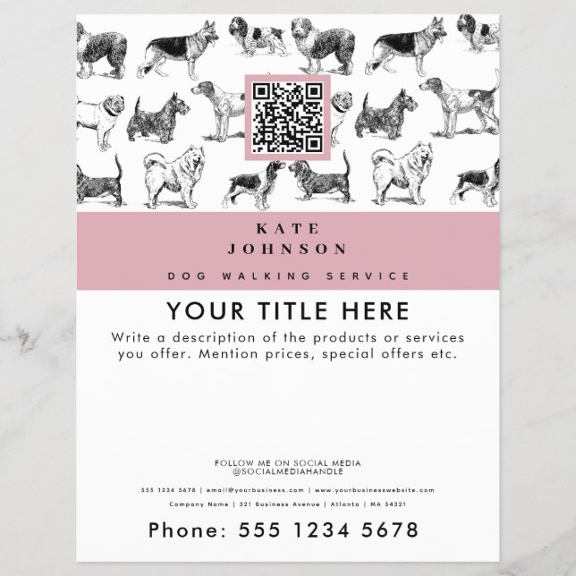 Dog Walker Grooming Dog Trainer Groomer Business Flyer (Front)