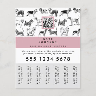 Dog Walker Grooming Dog Trainer Tear-Off Tags Flyer