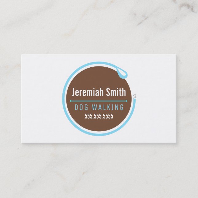 Dog Walker Leash Loop Modern Blue Business Card (Front)