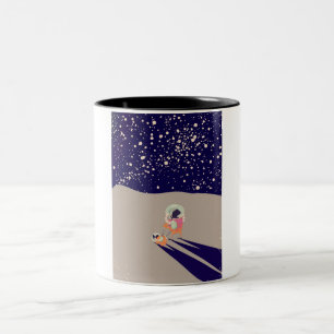 Dog Walker on the Moon Two-Tone Coffee Mug