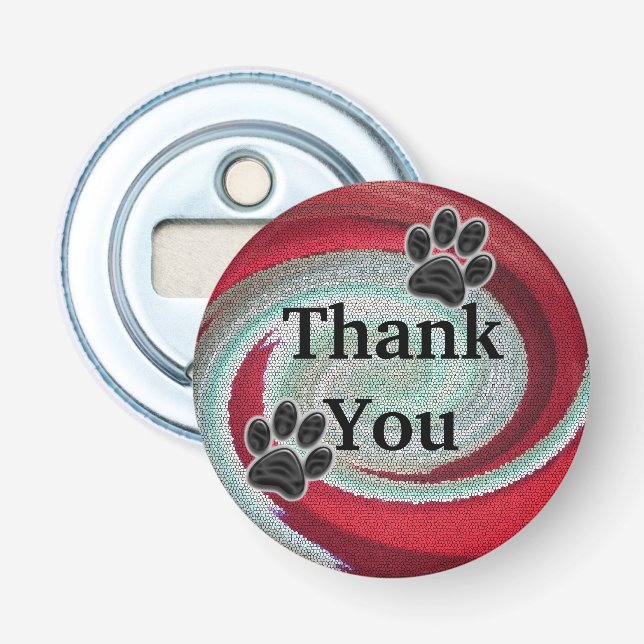 Dog Walker Paw Print Puppy Sitter Thank You Bottle Opener (Front)