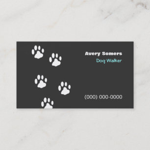 Dog Walker Paws Black  Business Card