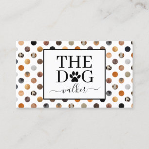 Dog walker pet and animal care fur polka dot business card
