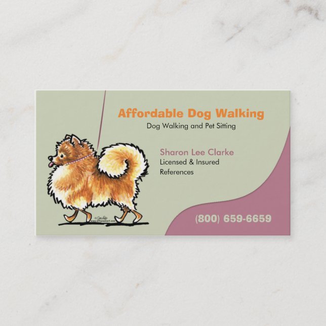 Dog Walker Pet Business Pomeranian Business Card (Front)