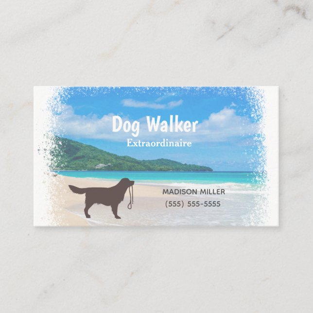 Dog Walker/ Pet Sitter Beach Nature  Business Card (Front)