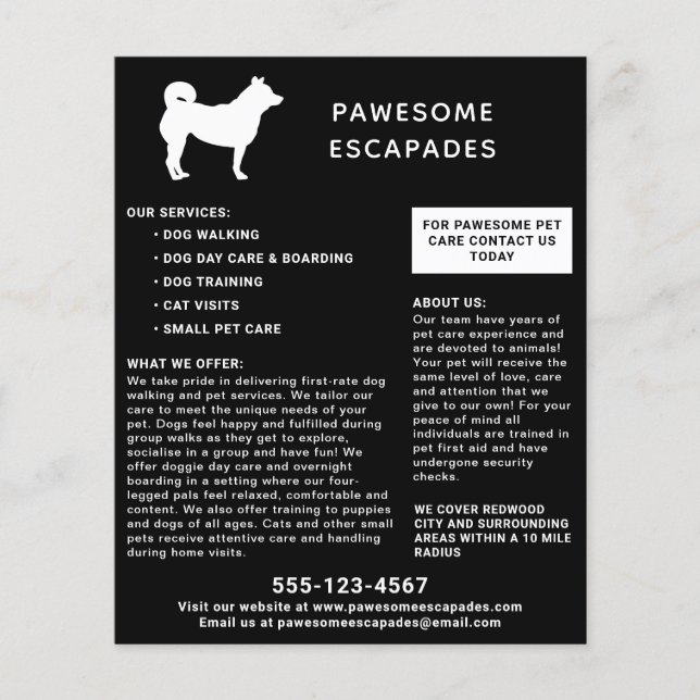 Dog Walker & Pet Sitter Black Flyer (Front)