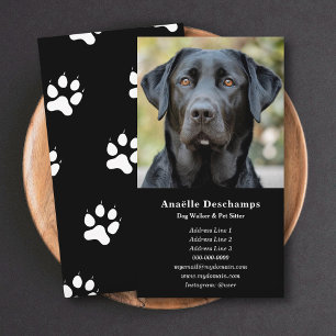 Dog Walker Pet Sitter Custom Photo Black Business Card