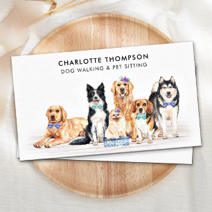 Dog Walker Pet Sitter Dog Groomer Watercolor Business Card