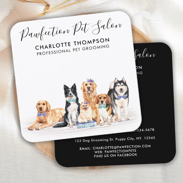 Dog Walker Pet Sitter Groomer Professional QR Code Square Business Card (Creator Uploaded)