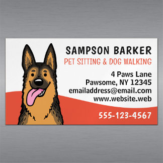 Dog Walker Pet Sitting German Shepherd Animal Care Magnetic Business Card
