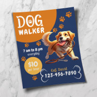 Dog Walker Pet Sitting Happy Dog Navy Blue