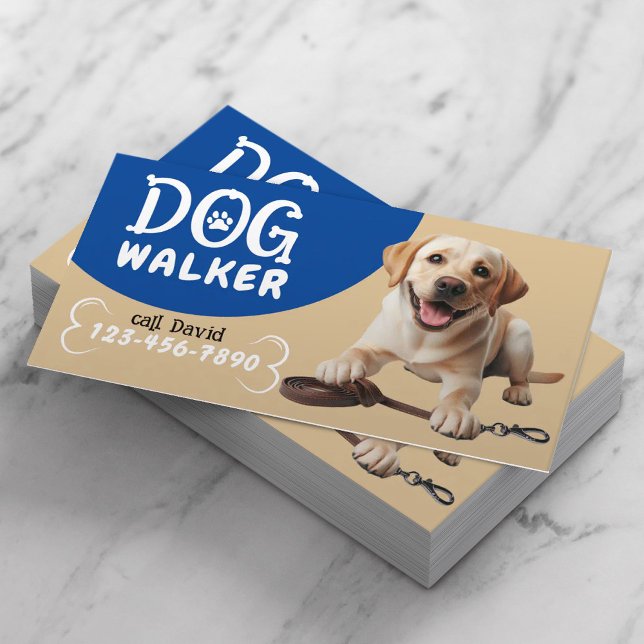 Dog Walker Pet Sitting Happy Labrador Retriever Business Card (Creator Uploaded)
