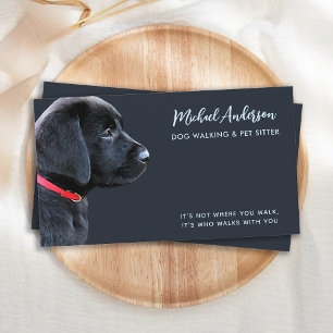 Dog Walker Pet Sitting Modern Black Labrador Business Card