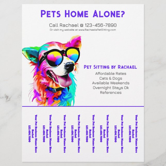 Dog Walker Pet Sitting Personalised Tear Sheet (Front)