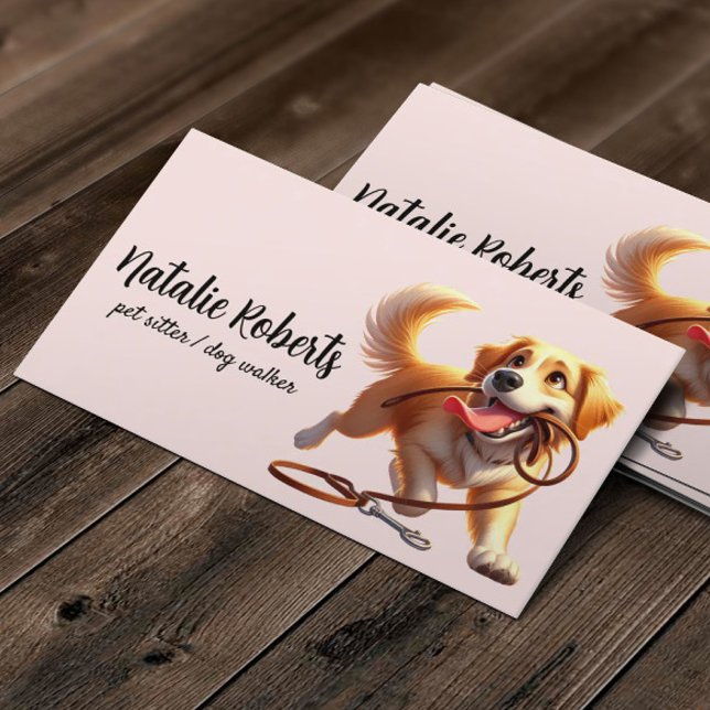 Dog Walker Pet Sitting Pet Boutique Blush Pink Business Card (Creator Uploaded)