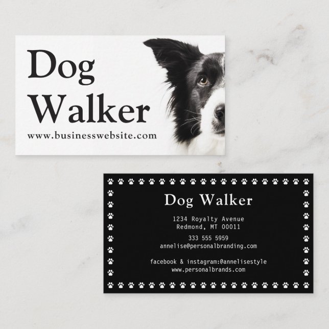 Dog Walker Pet Sitting Your Pet Lover Photo  Business Card (Front/Back)