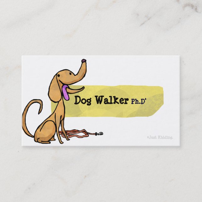 Dog Walker Ph.D with Leash Business Card (Front)