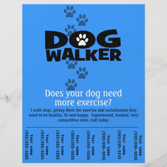 Dog Walker Promotional tear sheet flyer template_B