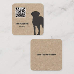 Dog Walker QR Code Square Business Card