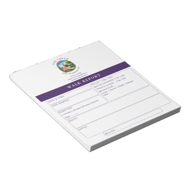 Dog Walker Report Notepad - French Bulldog (Angled)