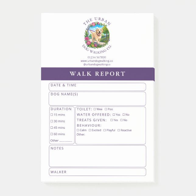 Dog Walker Report Post-It Notes - Labrador (Front)