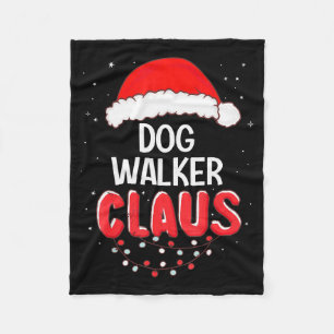 Dog Walker Santa Claus Christmas Matching Costume Fleece Blanket