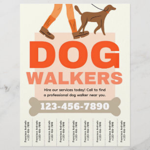 Dog Walker Service Flyer with Tear Off Strips