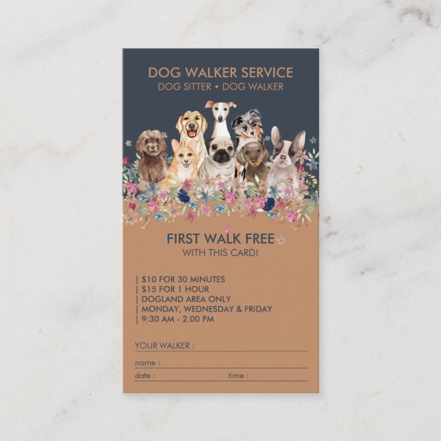 Dog Walker Service Free gift Business Card (Front)