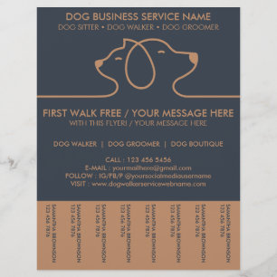 Dog Walker Service Lineart Brown Navy Flyer
