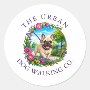 Dog Walker Small Stickers with French Bulldog