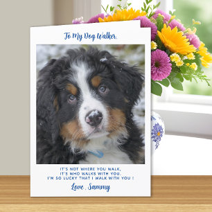 Dog Walker Thank You - Blue Pet Photo Cute Dog Card
