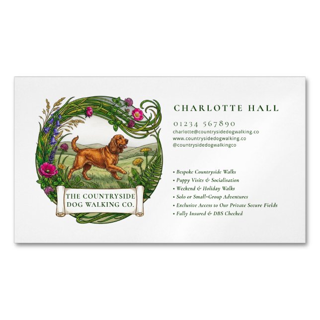 Dog Walker Trainer Cocker Spaniel Magnetic Business Card (Front)