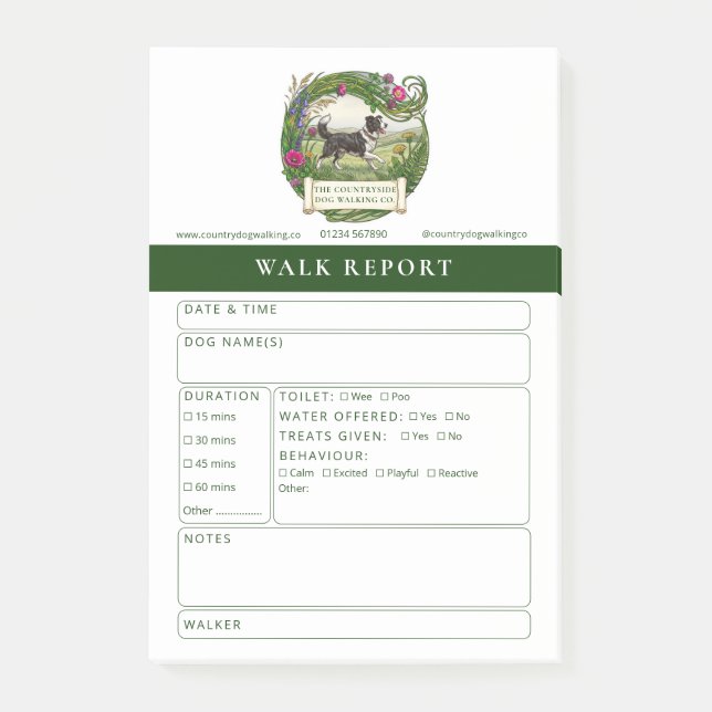 Dog Walker Trainer Customer Feedback Form Post-it Notes (Front)