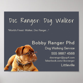 Dog Walker Trainer Photo Advertising Great Busines Poster