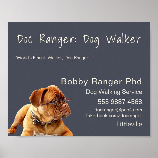 Dog Walker Trainer Photo Advertising Great Busines Poster (Front)