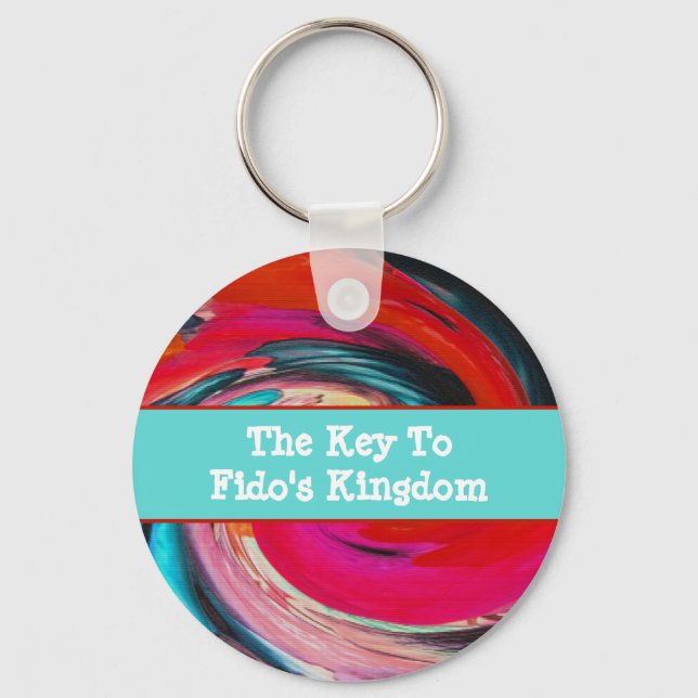 Dog Walker Vivid Swirled Tie Dye Pet Sitter Key Ring (Front)