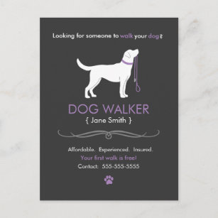 Dog Walker Walking Business Postcard Advertising