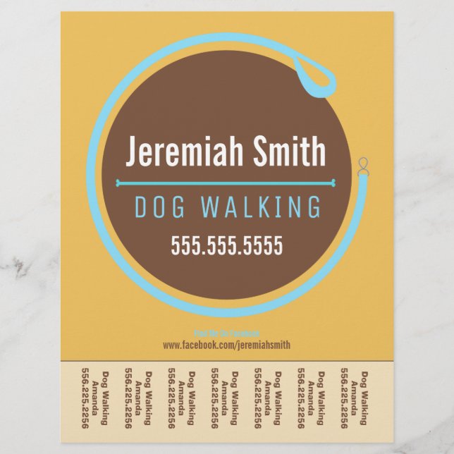 Dog Walker Walking Leash Loop Blue Tear Sheet (Front)