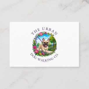 Dog Walking Business Card with French Bulldog