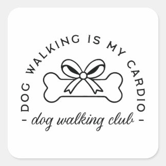 Dog walking club aesthetic square sticker