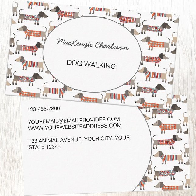 Dog Walking Dachshund Sausage Dog Business Card (Creator Uploaded)