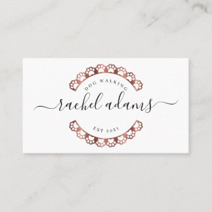 Dog walking.dog sitting,dog grooming in rose gold  business card